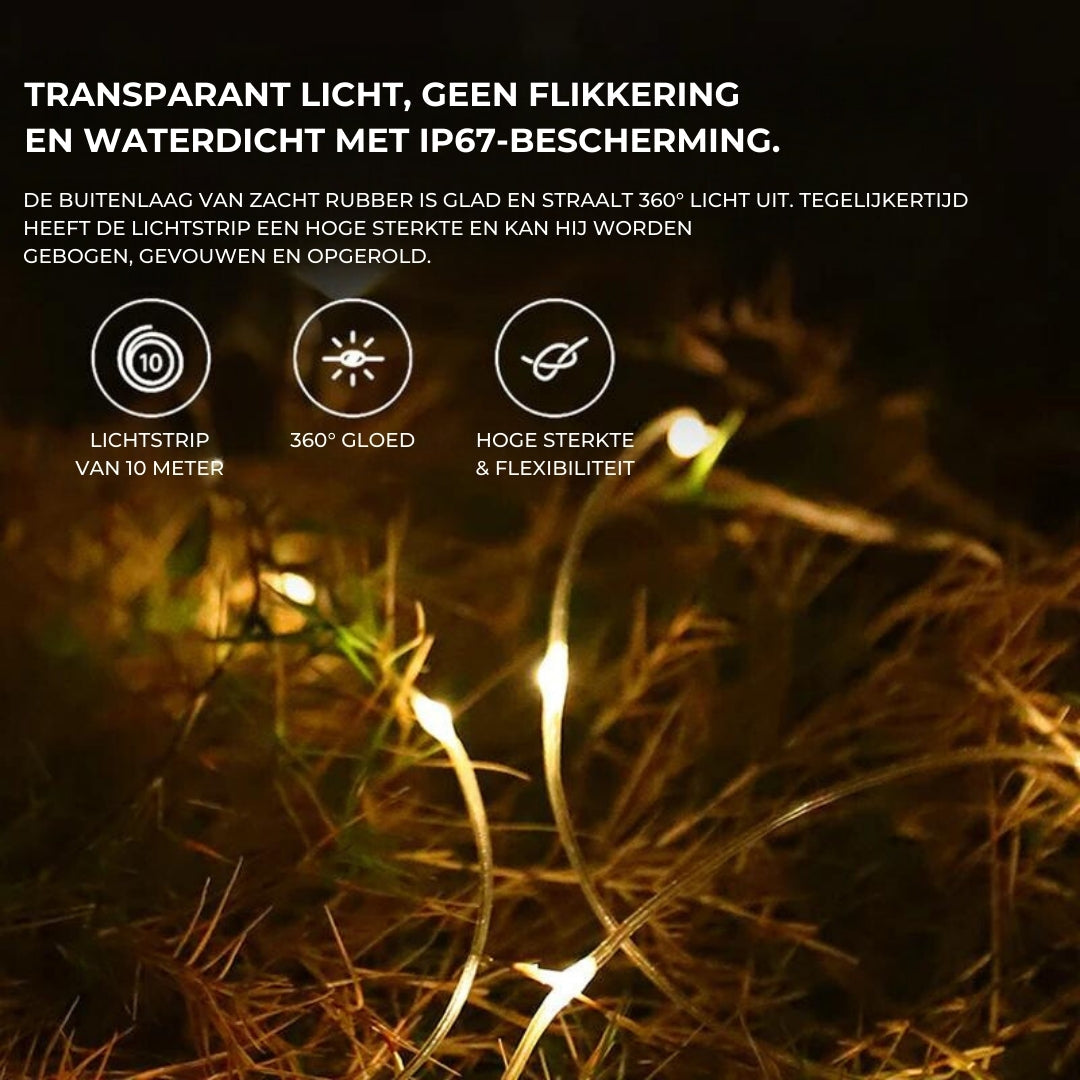 Waterdicht lichtsnoer als flexibele sfeerverlichting voor in de tuin