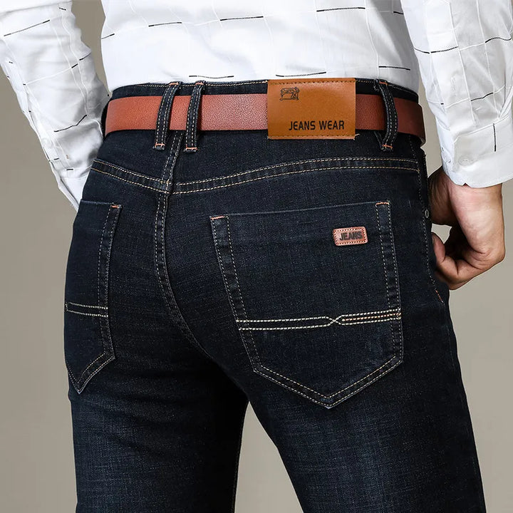Heren stretch jeans achterkant in blauw