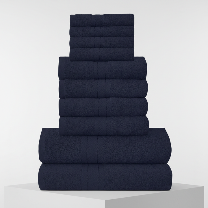 Frisse, schone 10-delige handdoekenset van 450gsm CottonRich katoen, ultiem comfort en absorptie.