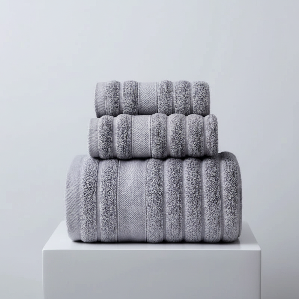 Elegante katoenen handdoekenset, CottonDream, voegt luxe en zachtheid toe aan elke badkamerinrichting.