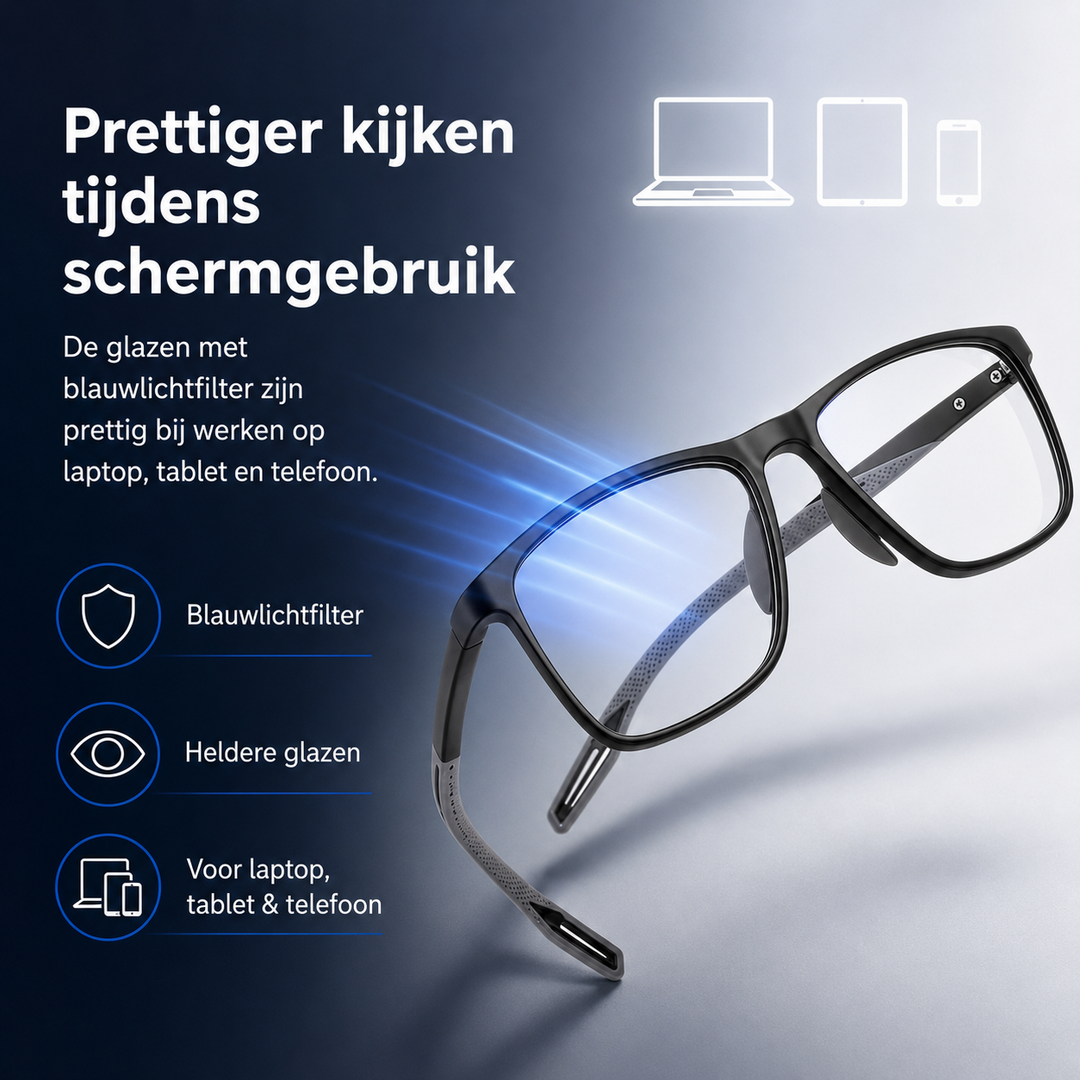 Multifocale leesbril met blauwlichtfilter, ultralicht voor dames & heren, oogbescherming bij digitaal gebruik.