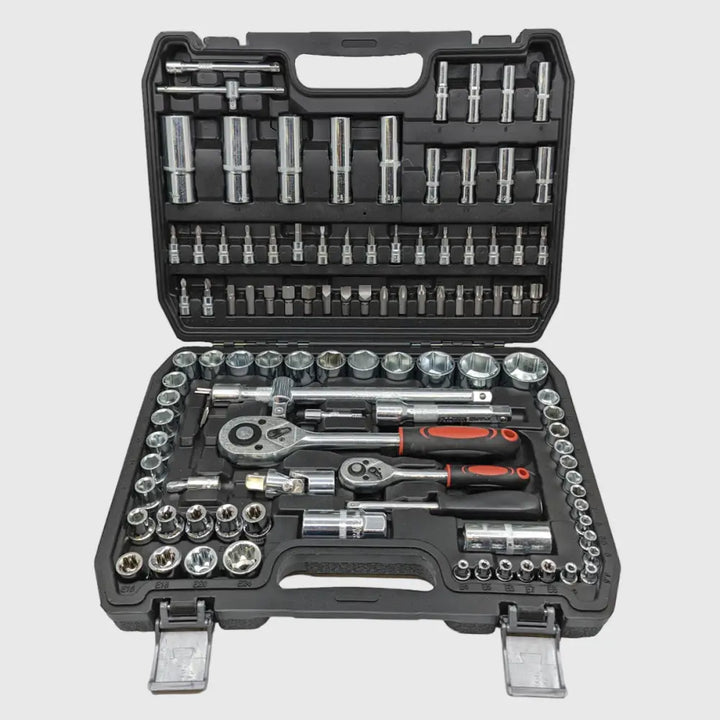 Complete 108-delige dopsleutelset voor monteurs en doe-het-zelvers; essentieel handgereedschap.