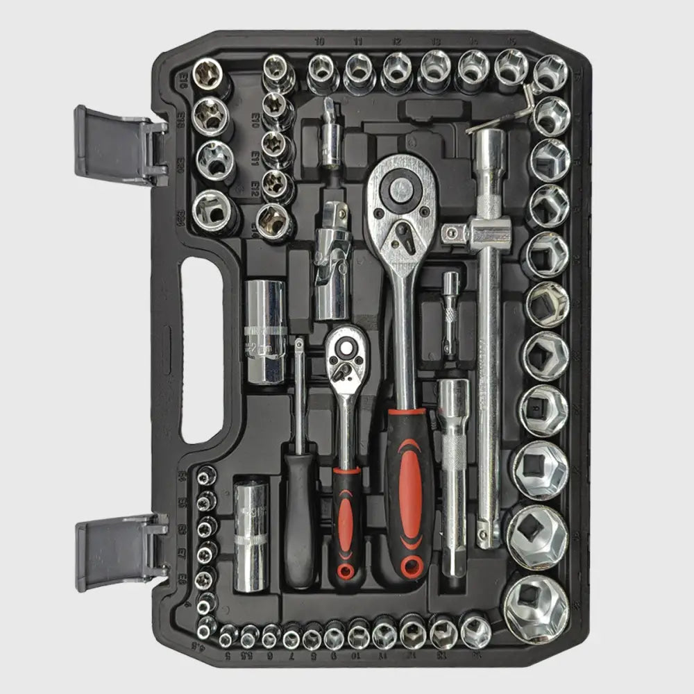 TorqueMaster 108-delige professionele dopsleutelset: topkwaliteit chroom-vanadium gereedschapskit.