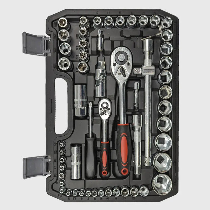 TorqueMaster 108-delige professionele dopsleutelset: topkwaliteit chroom-vanadium gereedschapskit.