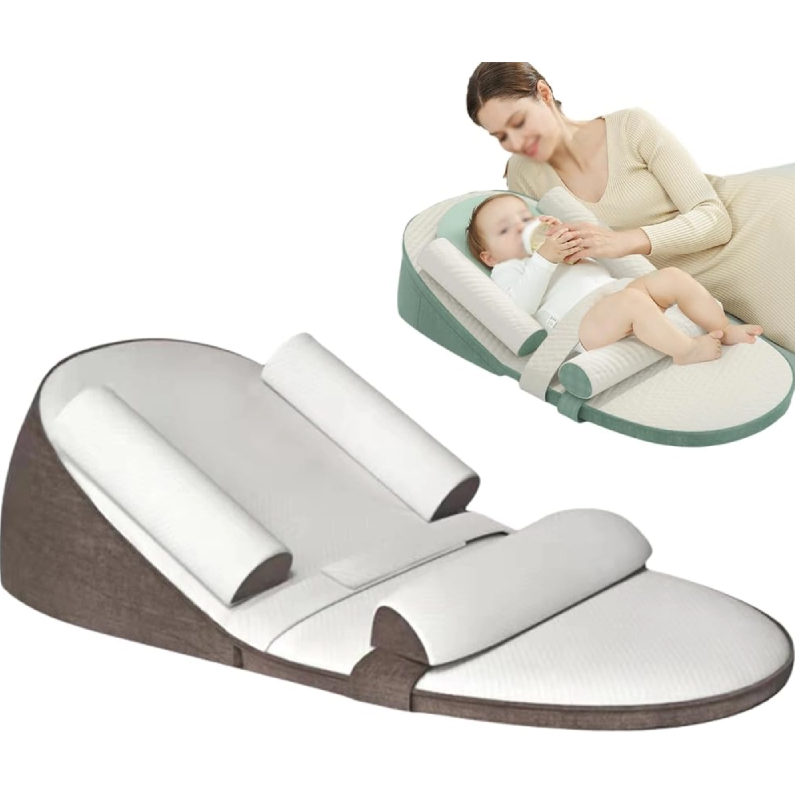 Baby anti-reflux wigkussen in bruin met zijsteunen voor pasgeborenen