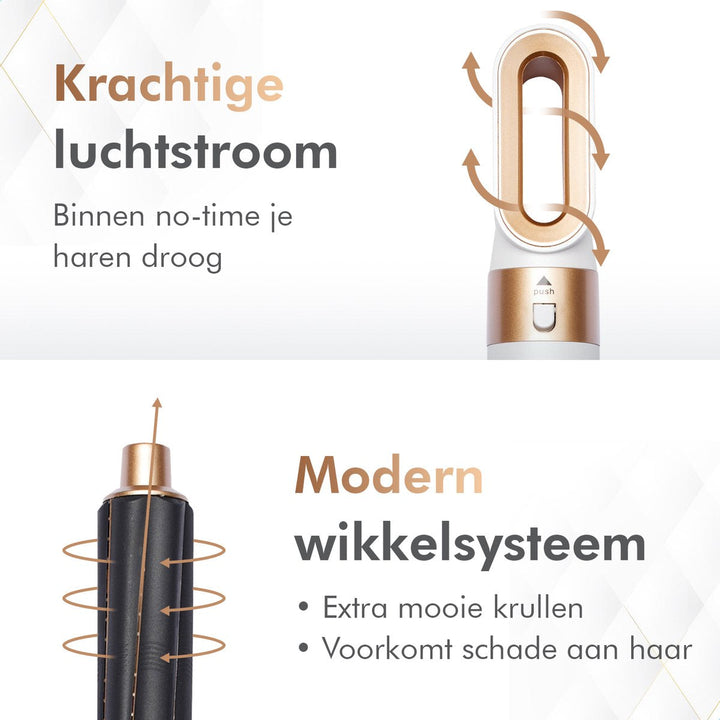 Detailopname van de krultang opzetstukken voor de multifunctionele fohn