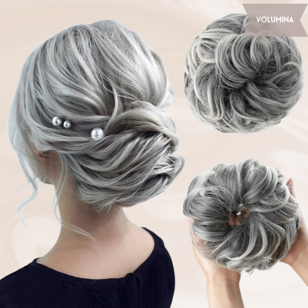 Natuurlijk haarstukje messy bun voor snelle haarstyling