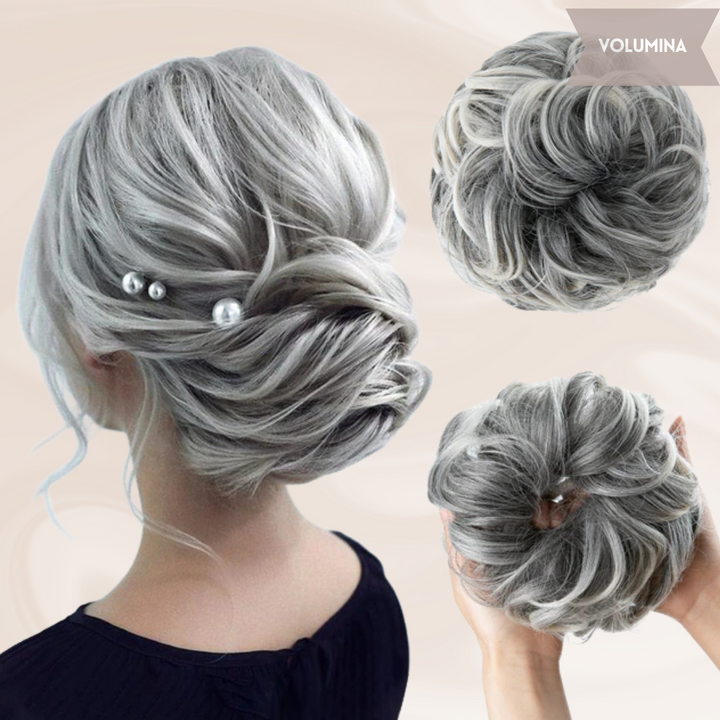Natuurlijk haarstukje messy bun voor snelle haarstyling