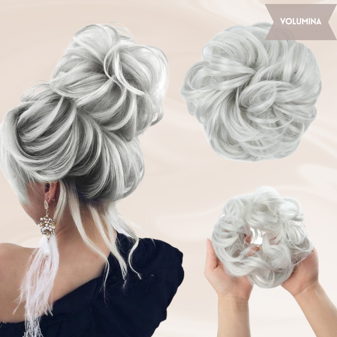 Messy bun haarstukje klaar voor gebruik in haar