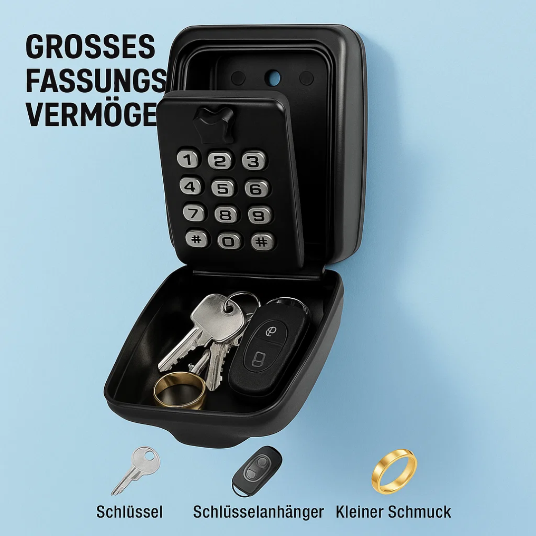 Wandgemonteerde buitenkluis, beschermt uw sleutels tegen diefstal en alle weersinvloeden.