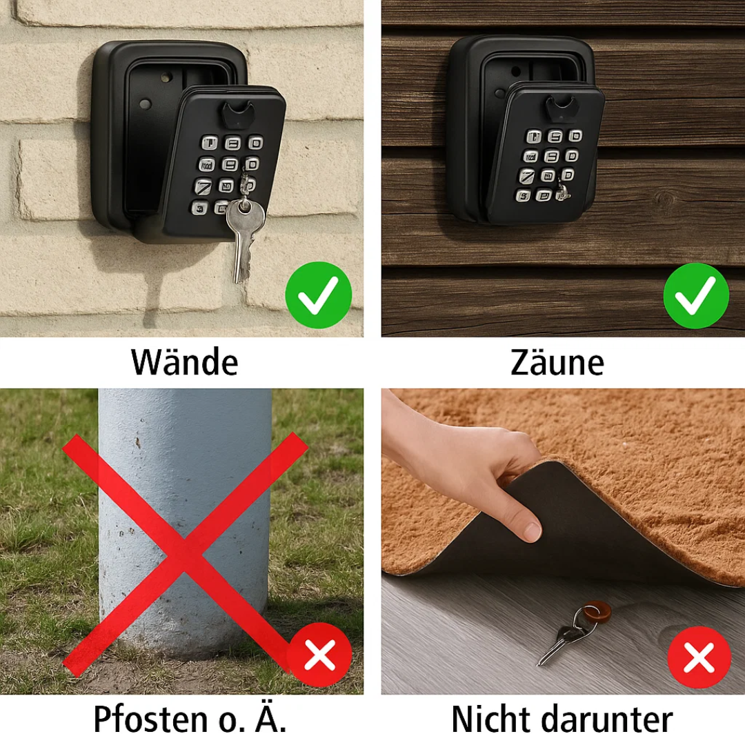 Discreet ontworpen sleutelkluis voor buiten, wandgemonteerd, veilige opslag voor reserve sleutels.