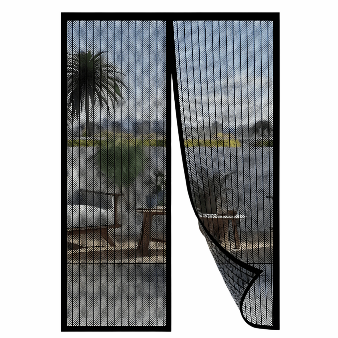 Magnetisch deurmuggennet, zelfsluitend en huisdiervriendelijk. Houdt insecten buiten, laat frisse lucht binnen.