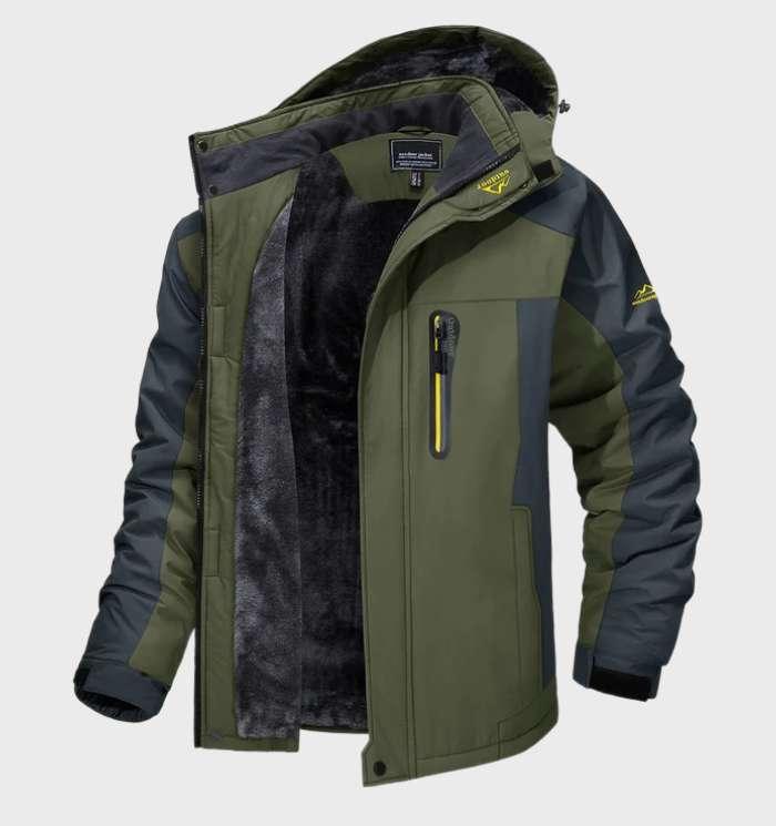 Groen waterdicht heren fleecejack met capuchon