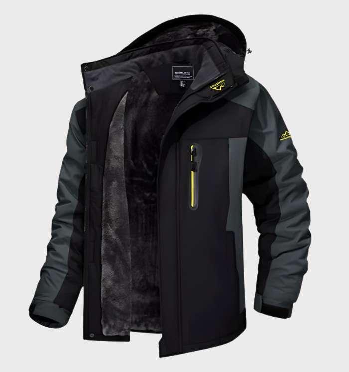 Groene waterdichte heren winterjas met capuchon Logan en warme fleece voering