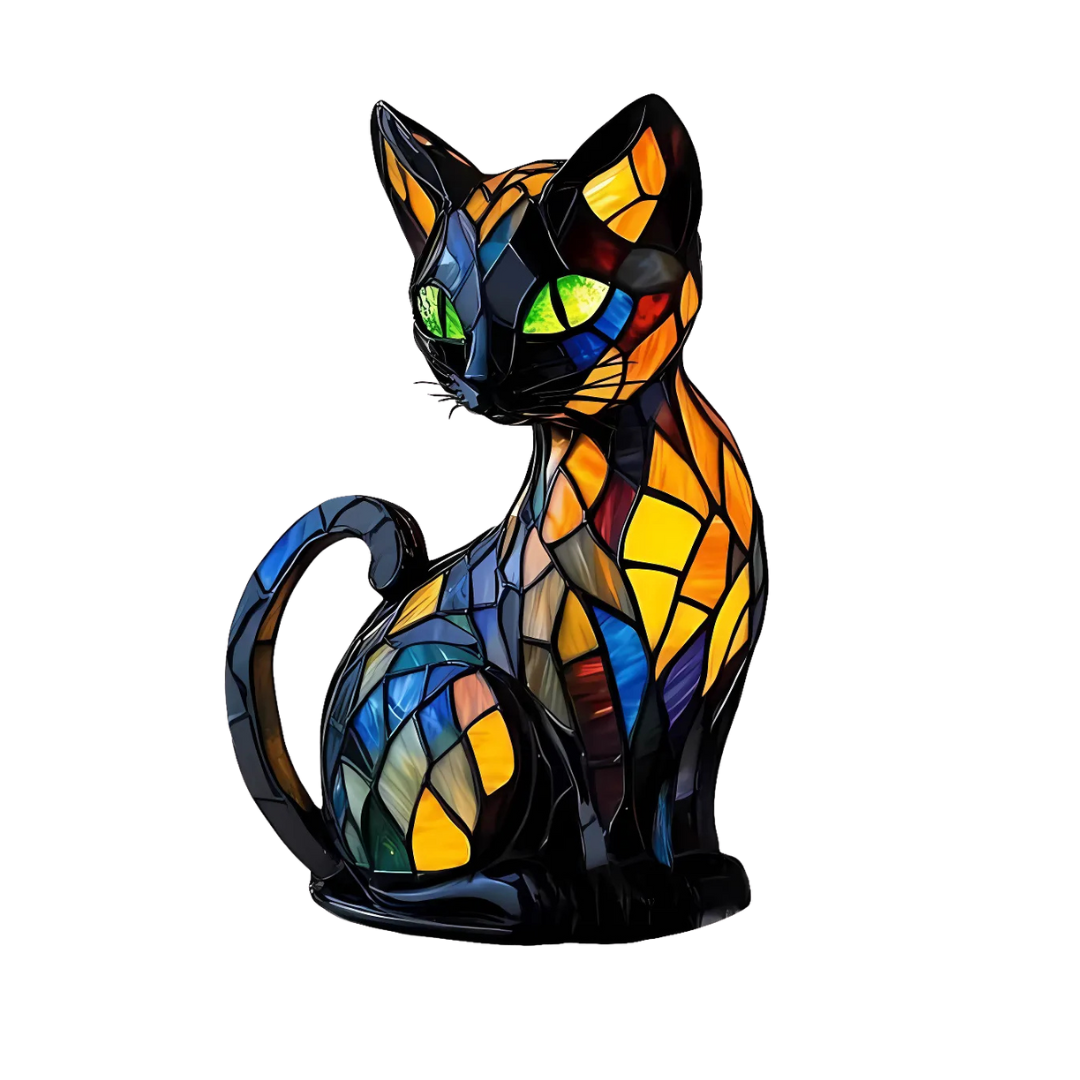 Lichtgevende Lumikat kattenlamp, handgemaakte tafellamp die sfeervolle verlichting biedt als unieke woondecoratie.