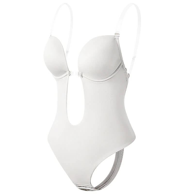 Rugloze bh-bodyshaper voor dames, diepe V-nek, figuurcorrigerend en comfortabel.