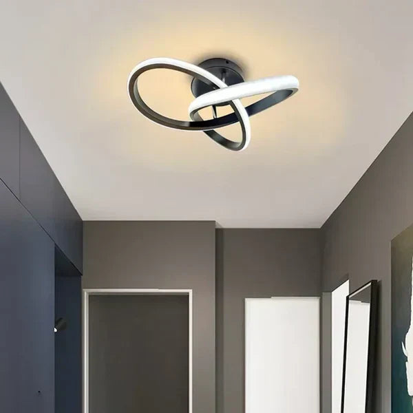 Moderne energiezuinige LED plafondlamp, wit, voor woonkamer of slaapkamer interieur.