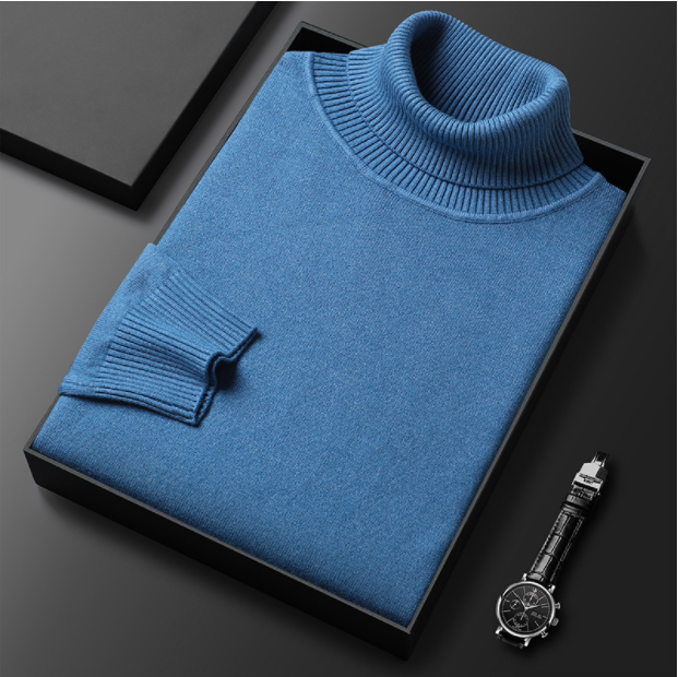 Heren luxe coltrui in zwart, ultiem comfort en tijdloze stijl voor herenmode en wintermode.