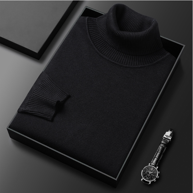 Comfortabele heren coltrui, zachte luxe trui voor warme winterdagen en casual stijl.