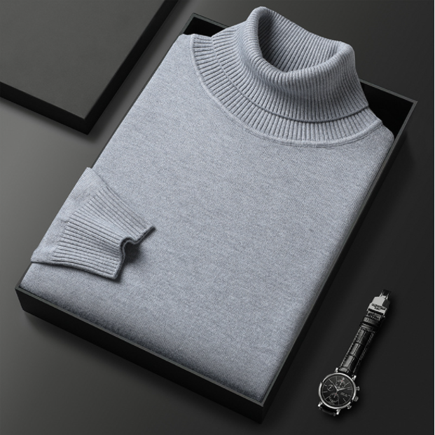 Grijze heren coltrui, een warme en tijdloze trui voor herenmode en winterse outfits.