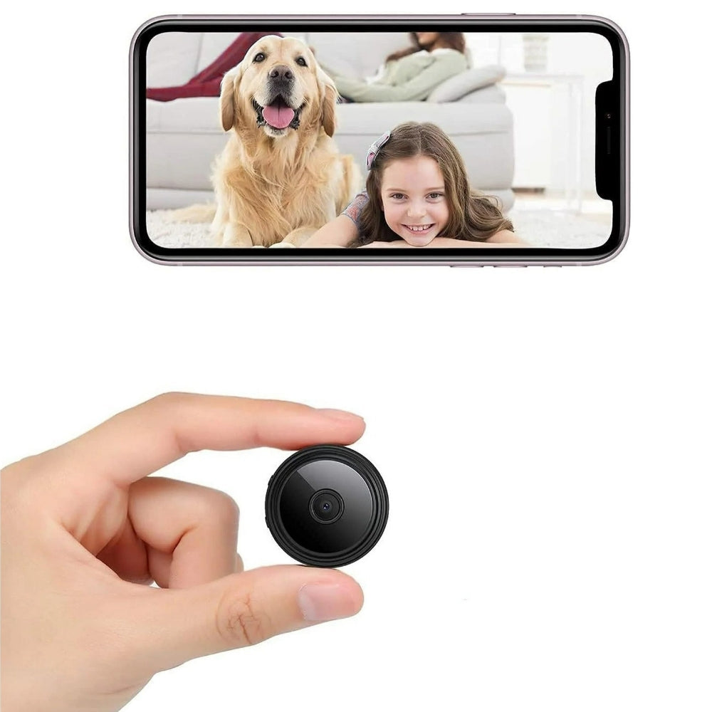 WatchPoint Mini draadloze 1080p bewakingscamera met nachtzicht voor huisbeveiliging.