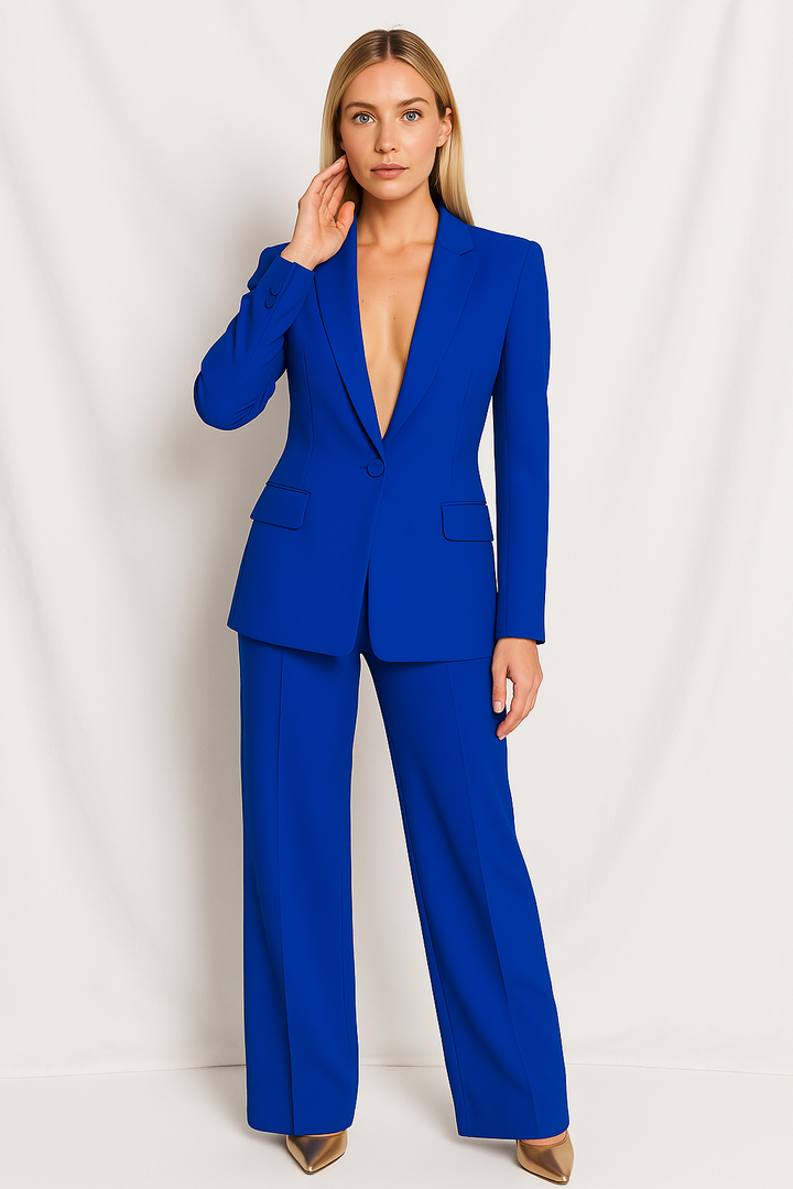 Zakelijke formele dames kleding set: Hoymans blazer en broek, perfect voor kantoor of speciale gelegenheden.