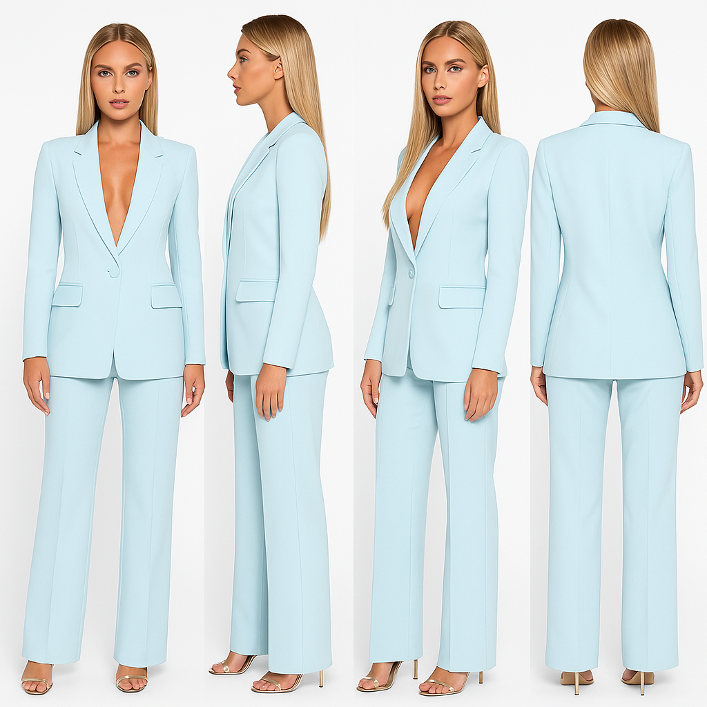 Complete Hoymans dames pak set met elegante blazer en broek; ideaal voor zakelijke, formele of casual chic mode.