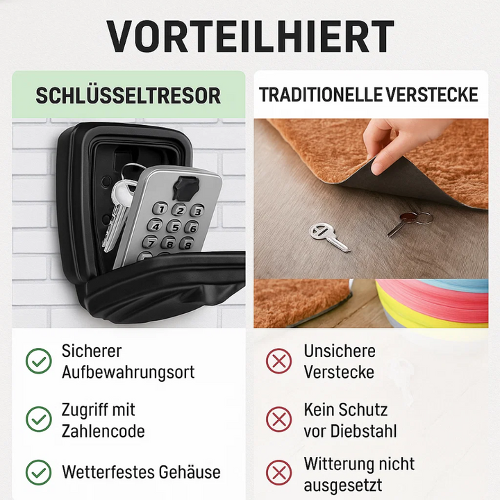 Sterke metalen sleutelkluis voor buiten, beschermt tegen water en inbraak, essentieel voor sleutelbeheer.