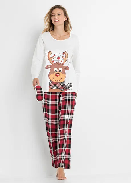 Comfortabele familiepyjama voor dames, heren en kinderen, ideaal als kerstoutfit of nachtkleding.