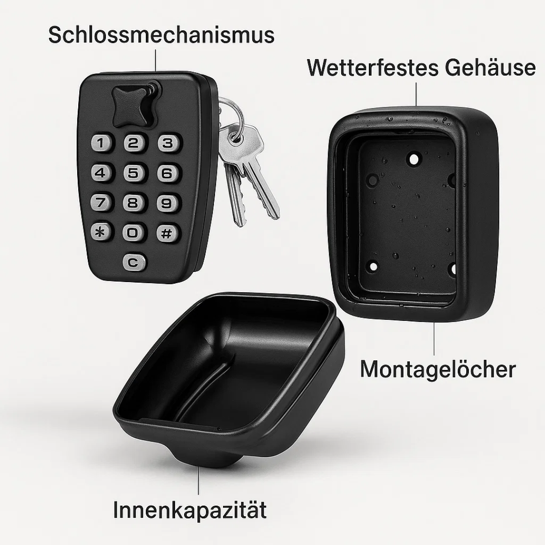 Sleutelkluis met cijferslot voor veilige buitenopslag, weerbestendig en geschikt voor alle weertypes.