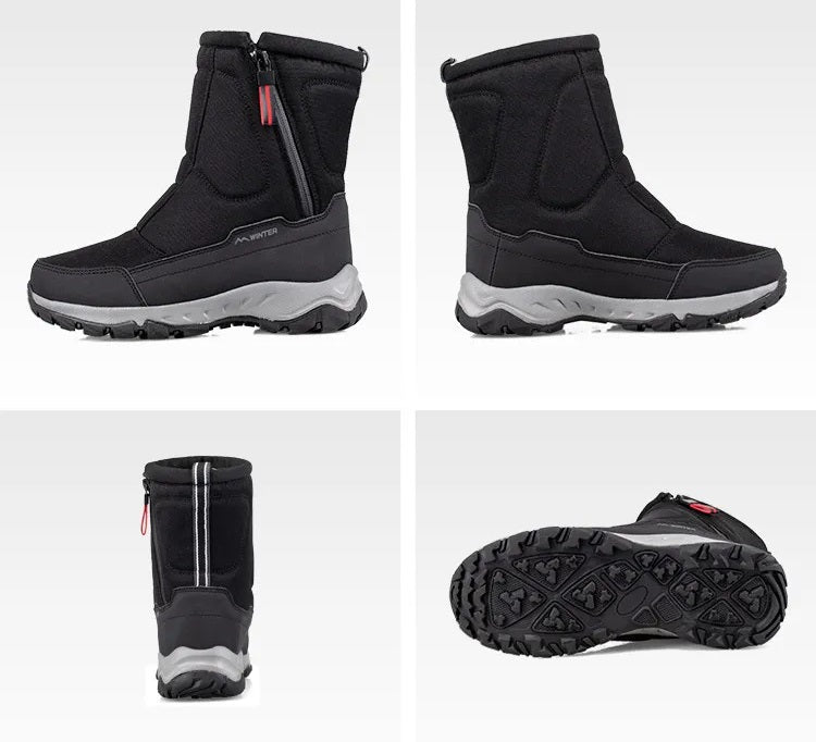 Robuuste zwarte snowboots met warme voering voor heren