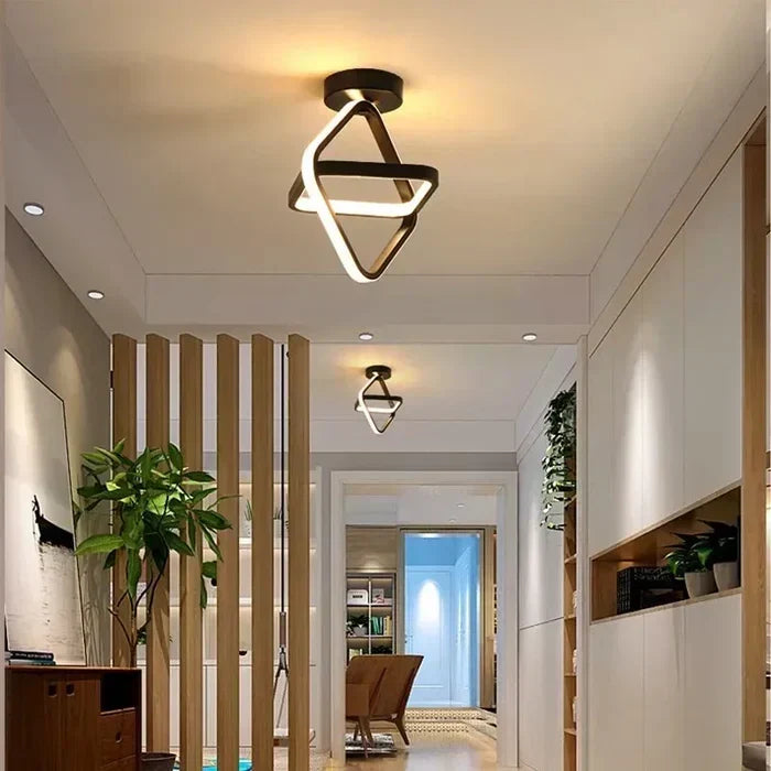 Witte moderne LED plafondlamp, energiezuinig design, ideaal voor sfeervolle binnenverlichting.
