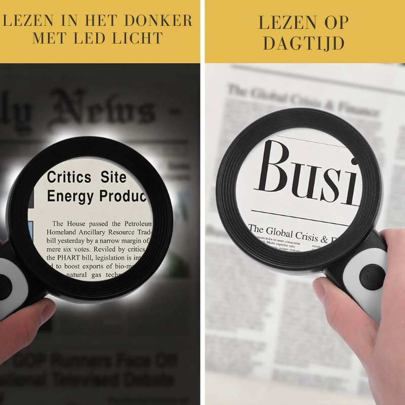 Handzaam 30x vergrootglas met heldere LED verlichting, perfect voor hobby, detailwerk en verzamelaars.