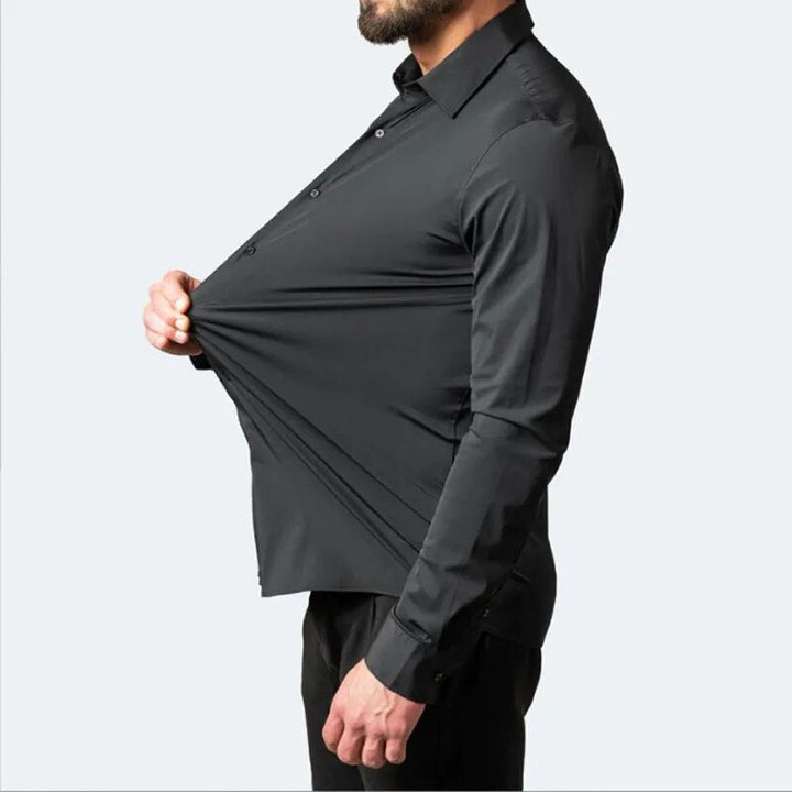 Luxe strijkvrij overhemd voor heren, lichtblauw, met een perfecte pasvorm voor zakelijke kleding.