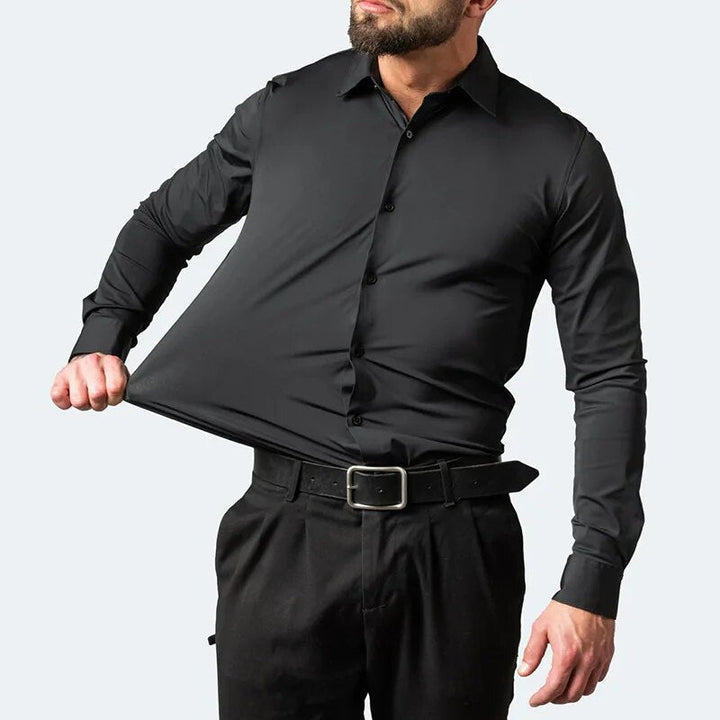 Strijkvrij heren business overhemd, wit, voor een professionele en kreukvrije look op kantoor.
