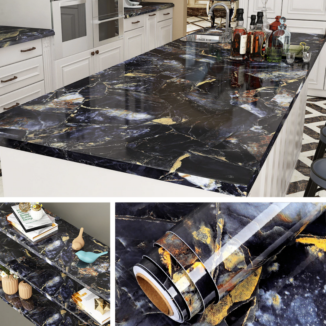 Moderne keuken met een luxe marmerlook aanrechtblad