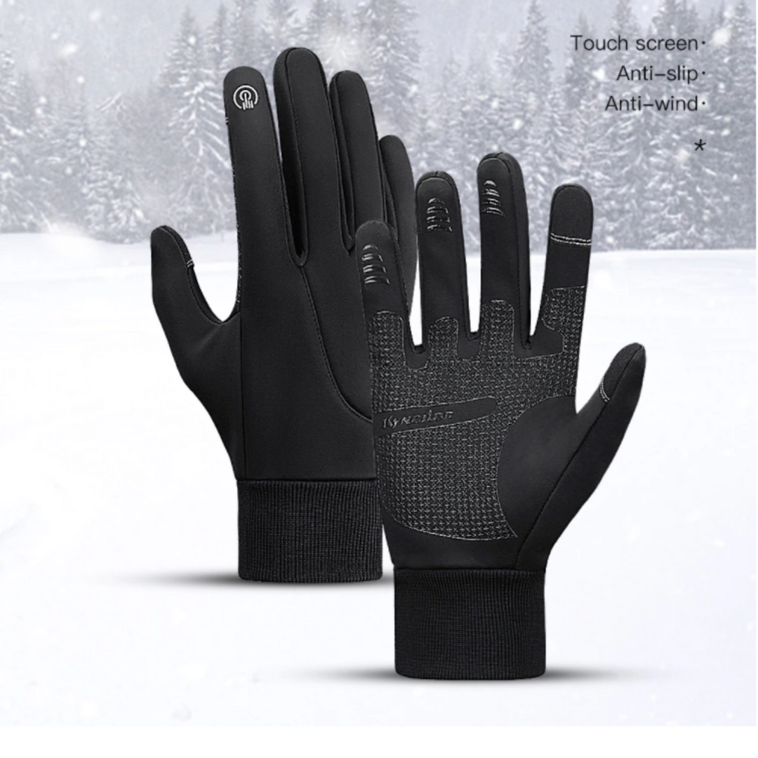 Unisex touchscreen handschoenen, grijs/zwart, warm en droog, ideaal voor smartphone bediening.