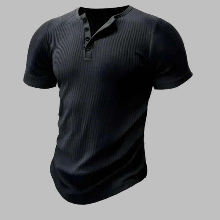 Zwart heren muscle-fit Henley T-shirt