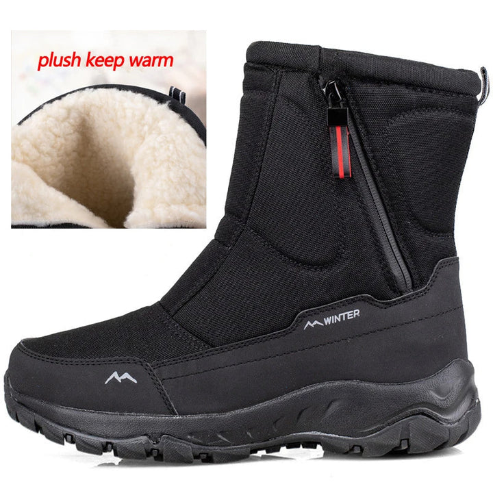 Grijze heren snowboots met warme pluche voering voor koude winterdagen