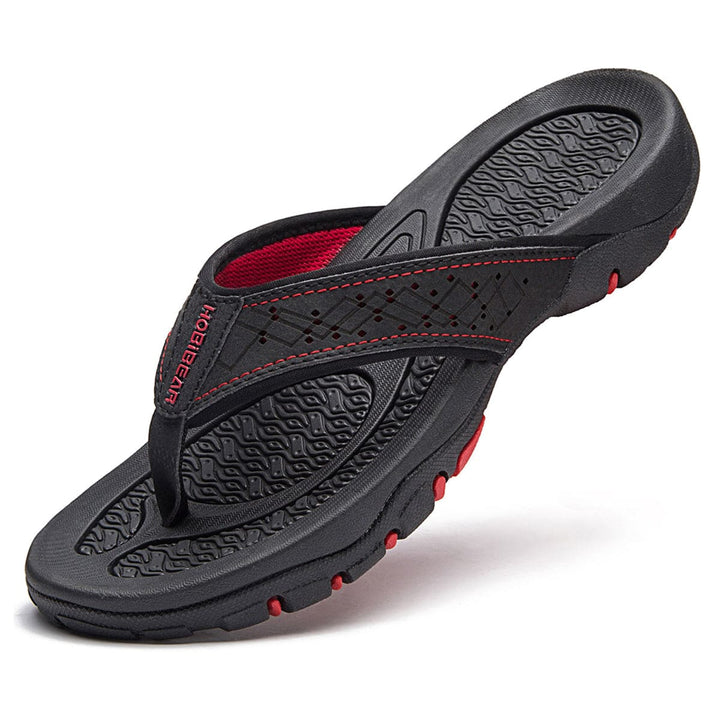 Orthopedische strandslippers heren, zwart, met comfortabele zool voor zomer en ontspanning.