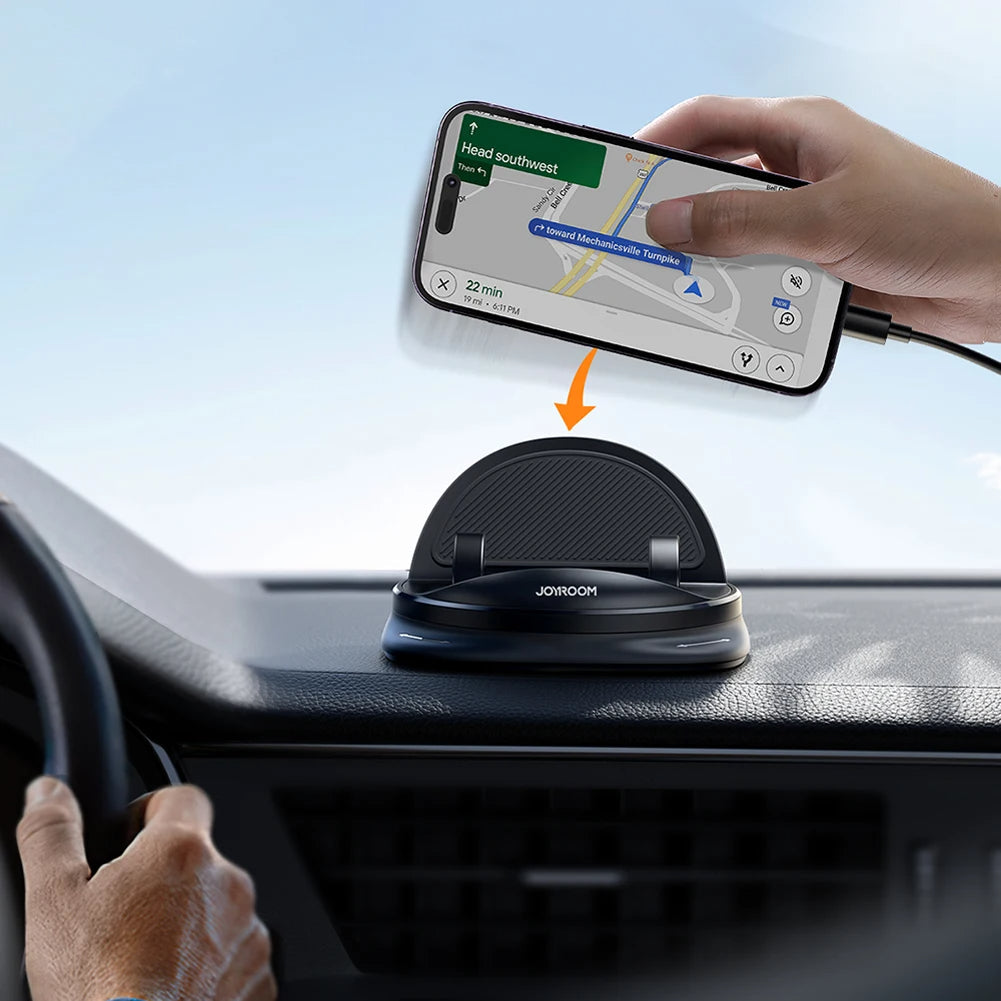 "360° draaibare telefoonhouder voor auto, met sterke grip en eenvoudige installatie, perfect voor elke smartphone"