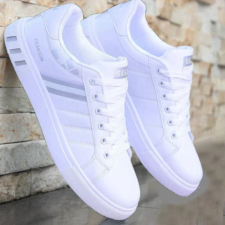 Witte herensneakers met verende zool en veters