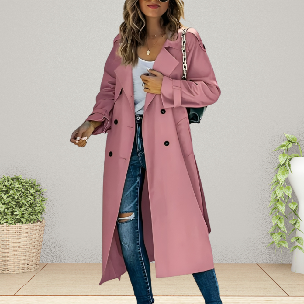 Modieuze roze dames trenchcoat voor dagelijks gebruik