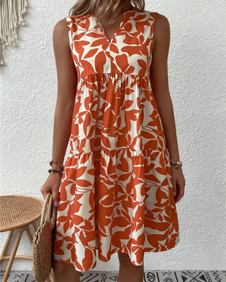 Elegante dames midi-jurk met knoopsluiting en V-hals, comfortabele katoenmix, geschikt voor zomerse dagen.