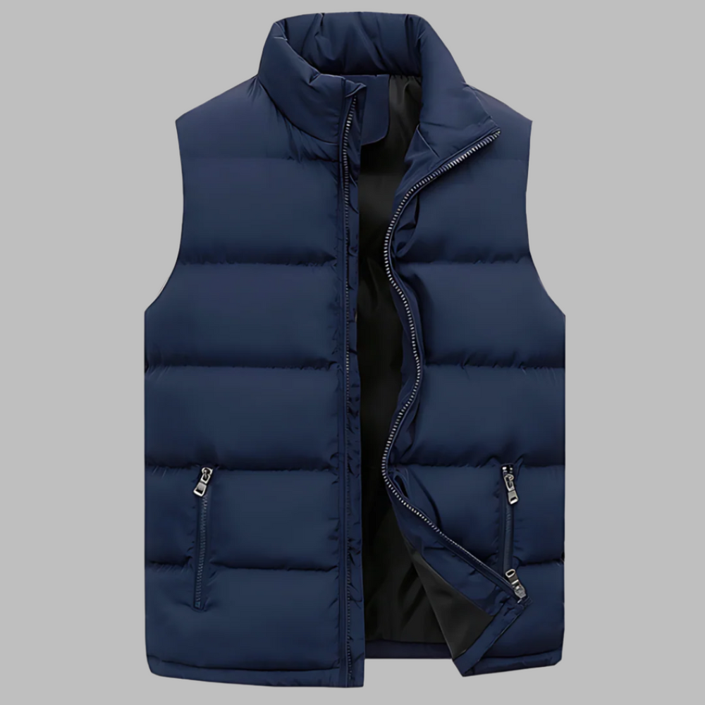 Stijlvolle heren doorgestikte bodywarmer, perfect als casual buitenkleding en comfortabel voor elk seizoen.