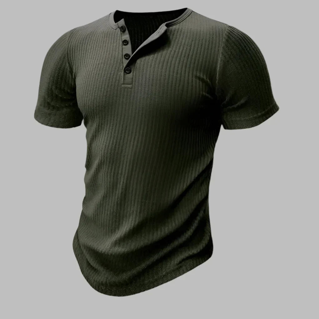 Groen heren muscle-fit Henley T-shirt