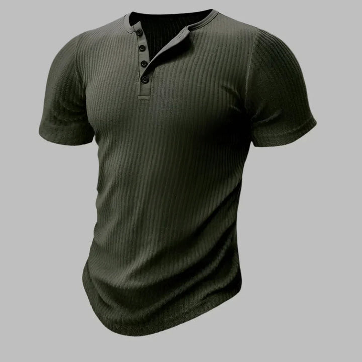 Groen heren muscle-fit Henley T-shirt