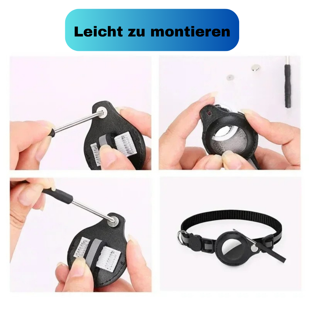 Stappenplan voor het monteren van de tracker op een halsband