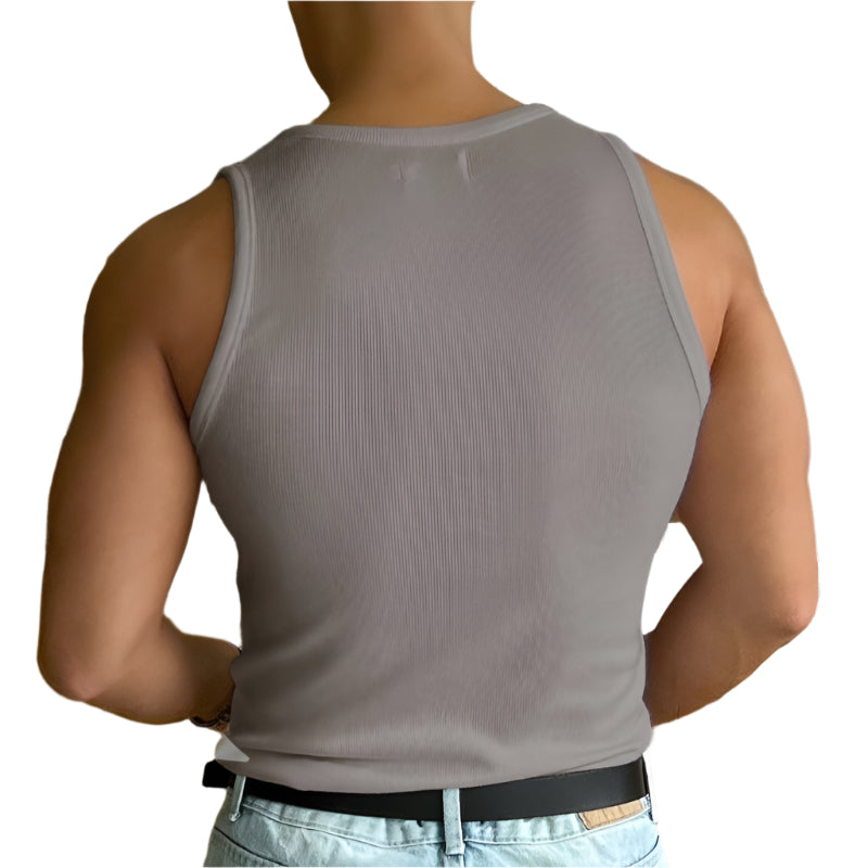 Casual mouwloze heren top, perfect als strandkleding of voor een relaxte zomerlook.