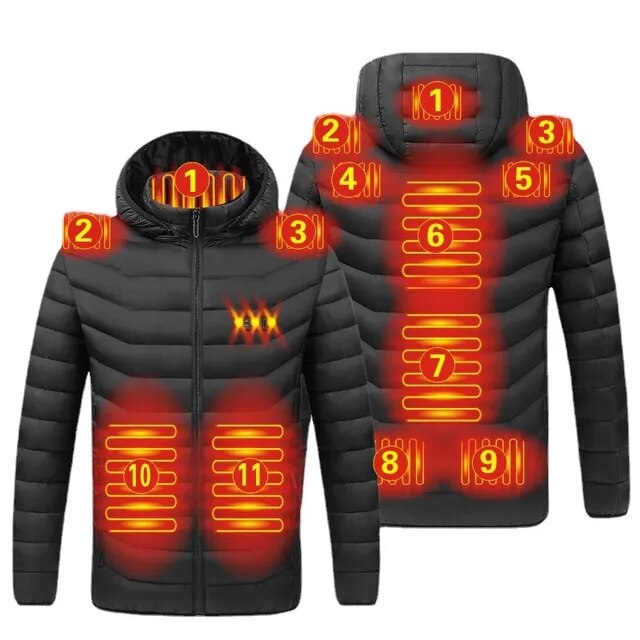 Zijaanzicht van de comfortabele waterbestendige heren winterjas